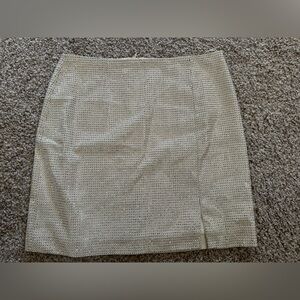 Molly Green Beige Sparkle Mini Skirt small